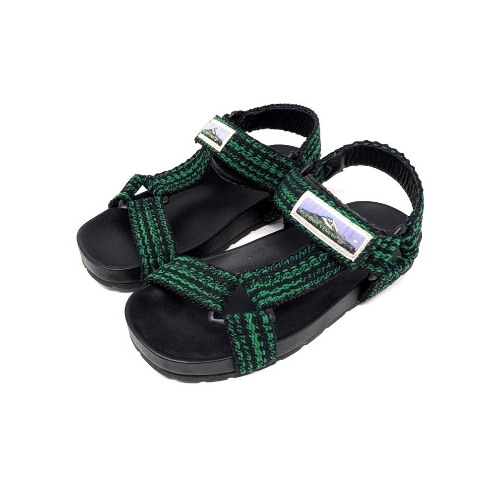 Bottega Veneta Trip Sandals Black Green Clover Men's 41 Sport Hiking